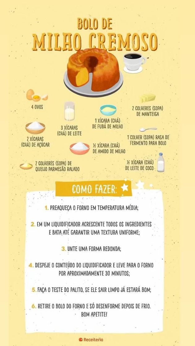 Social Bolo cremoso de milho - Receita