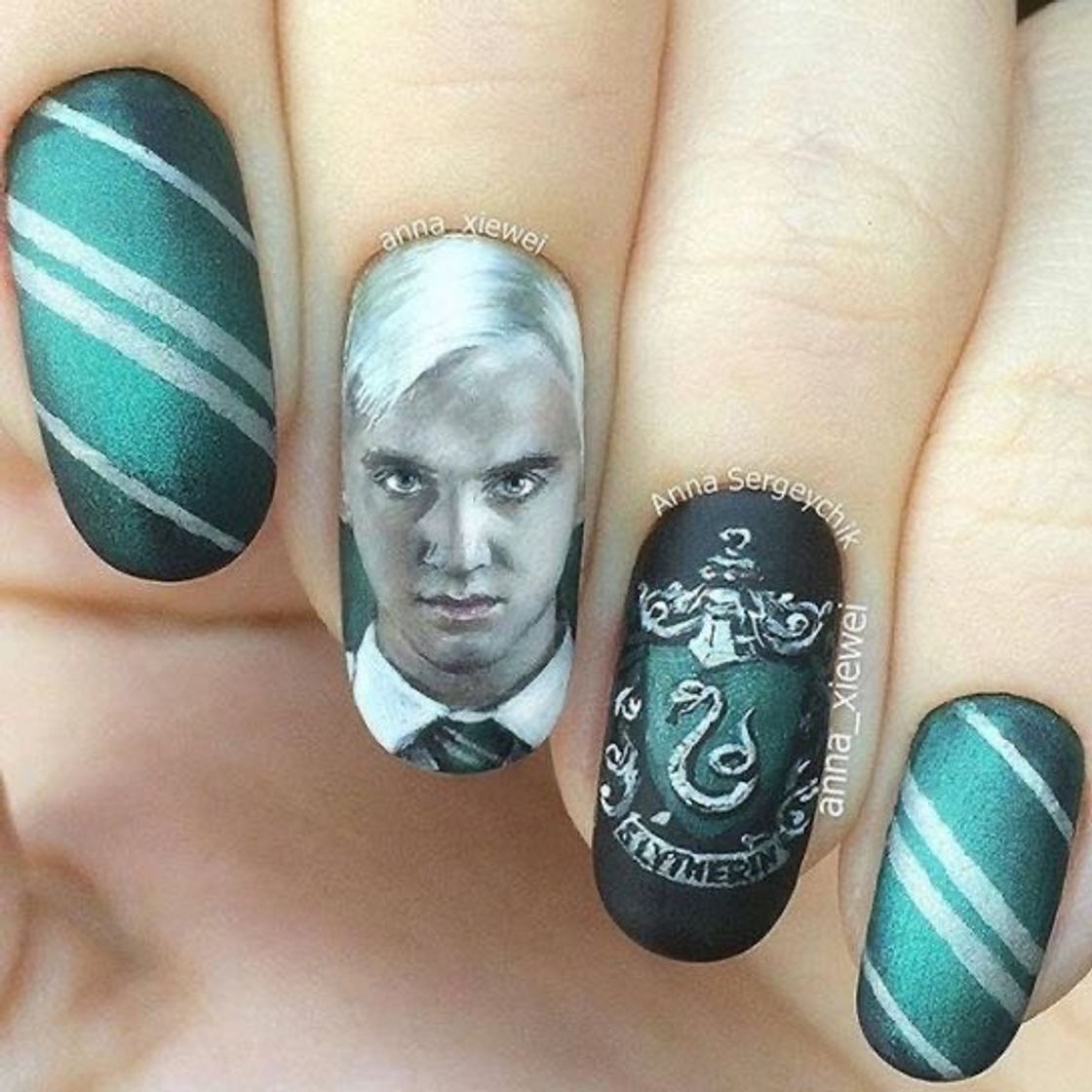 Moda Unhas Harry Potter Sonserina 