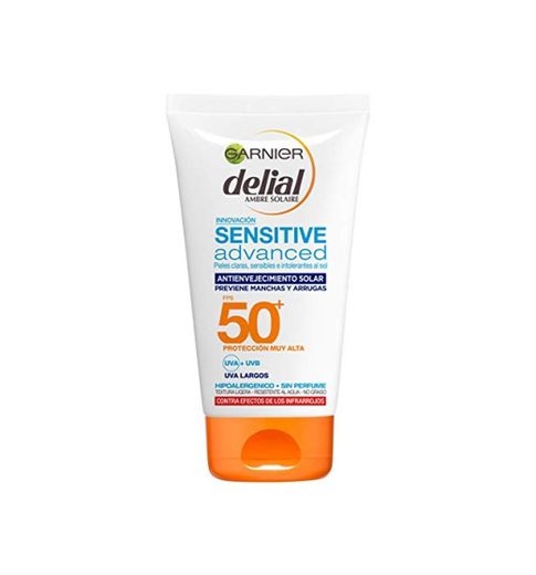 Garnier Delial Sensitive Advanced Crema solar Facial especial Rostro y Escote Anti-Envejecimiento