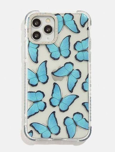 capinha de iPhone 11 de borboletas azuis