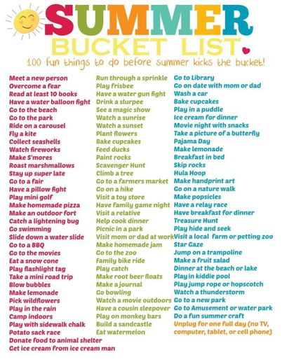 Summer bucket list <3