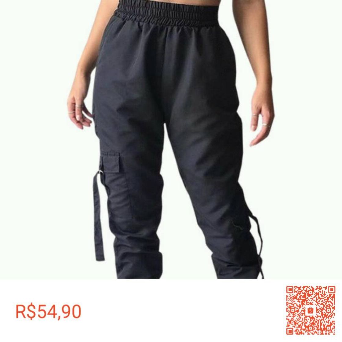 Moda Calça Feminina Cargo Jogger Cintura Media Bolsos Neo