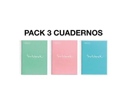 MIQUELRIUS - Pack 3 Cuadernos A4 Cuadriculados Emotions - Espiral Microperforado