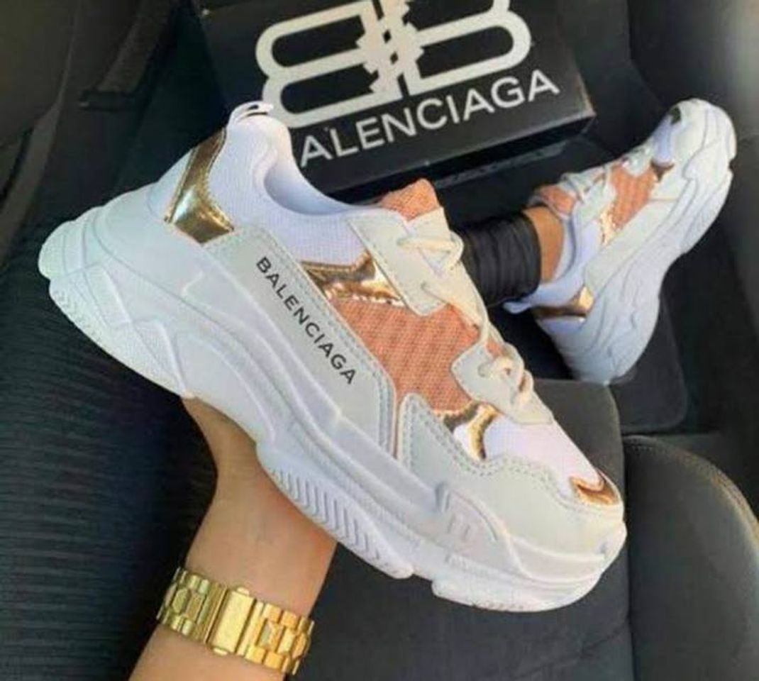 Moda Tênis Balenciaga (Branco,nude e dourado)