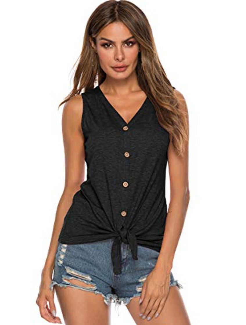 Moda Mujer Camisola de Verano Cami Tank Tops Dama Color Solido Correa Suelta Columpios con Volantes Blusa Camiseta sin Mangas