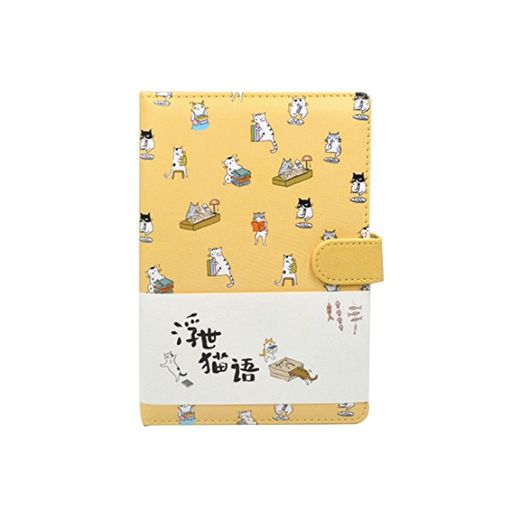 Millya Cute Cartoon Cat Notebook PU Leather Cover Notebook Notepad Diary Writing