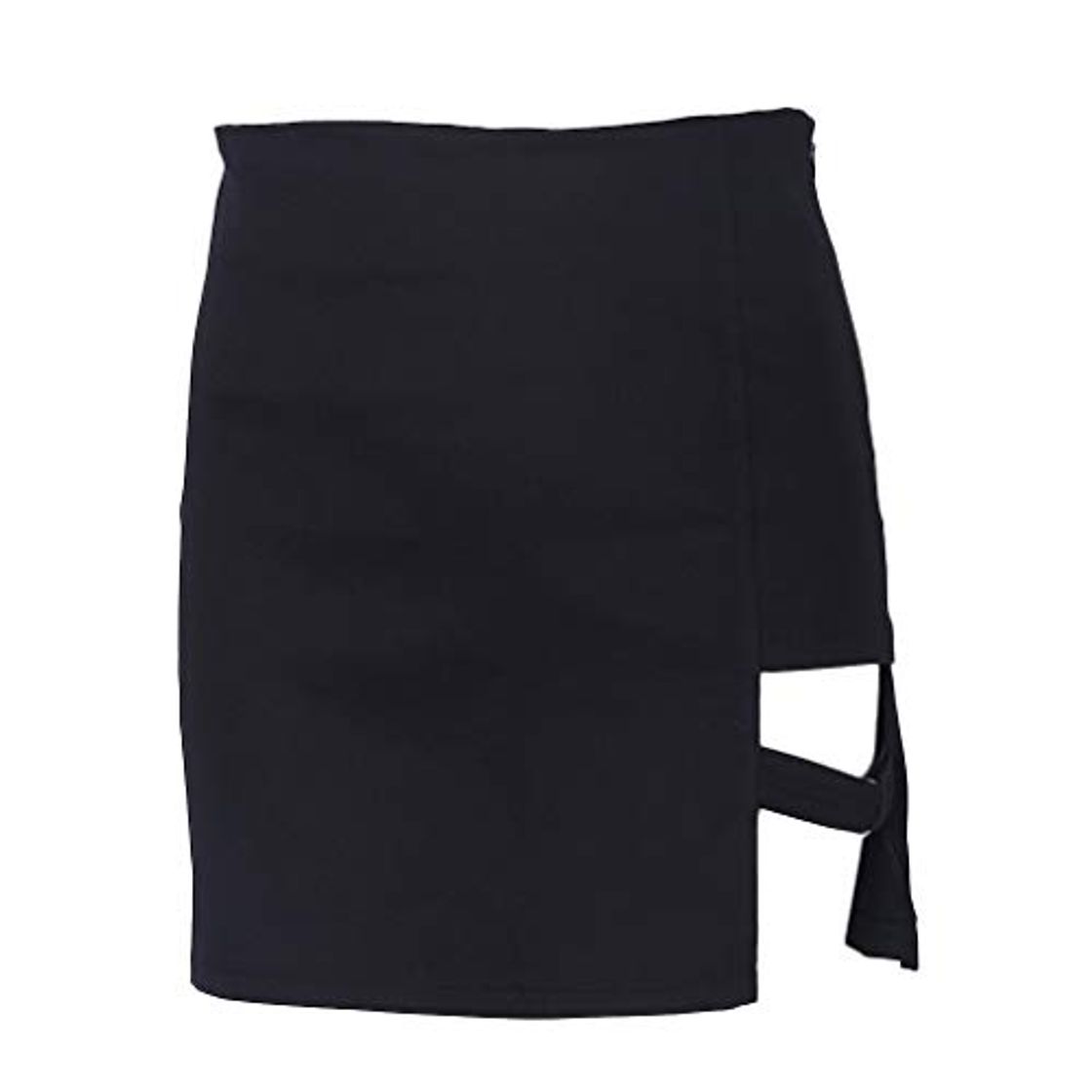 Fashion niumanery Korean Style Black Package Hip Skirts Slit Irregular Hem Pencil Micro Mini Skirt Black