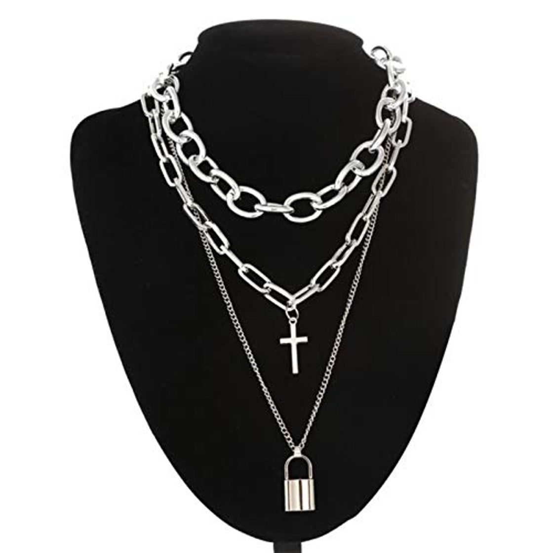 Social WDam Collar de Cadena de Bloqueo con Colgantes de candado