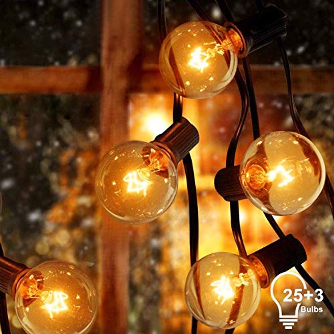 Social Guirnalda luminosa exterior con 25 bombillas de color blanco cálido con 3