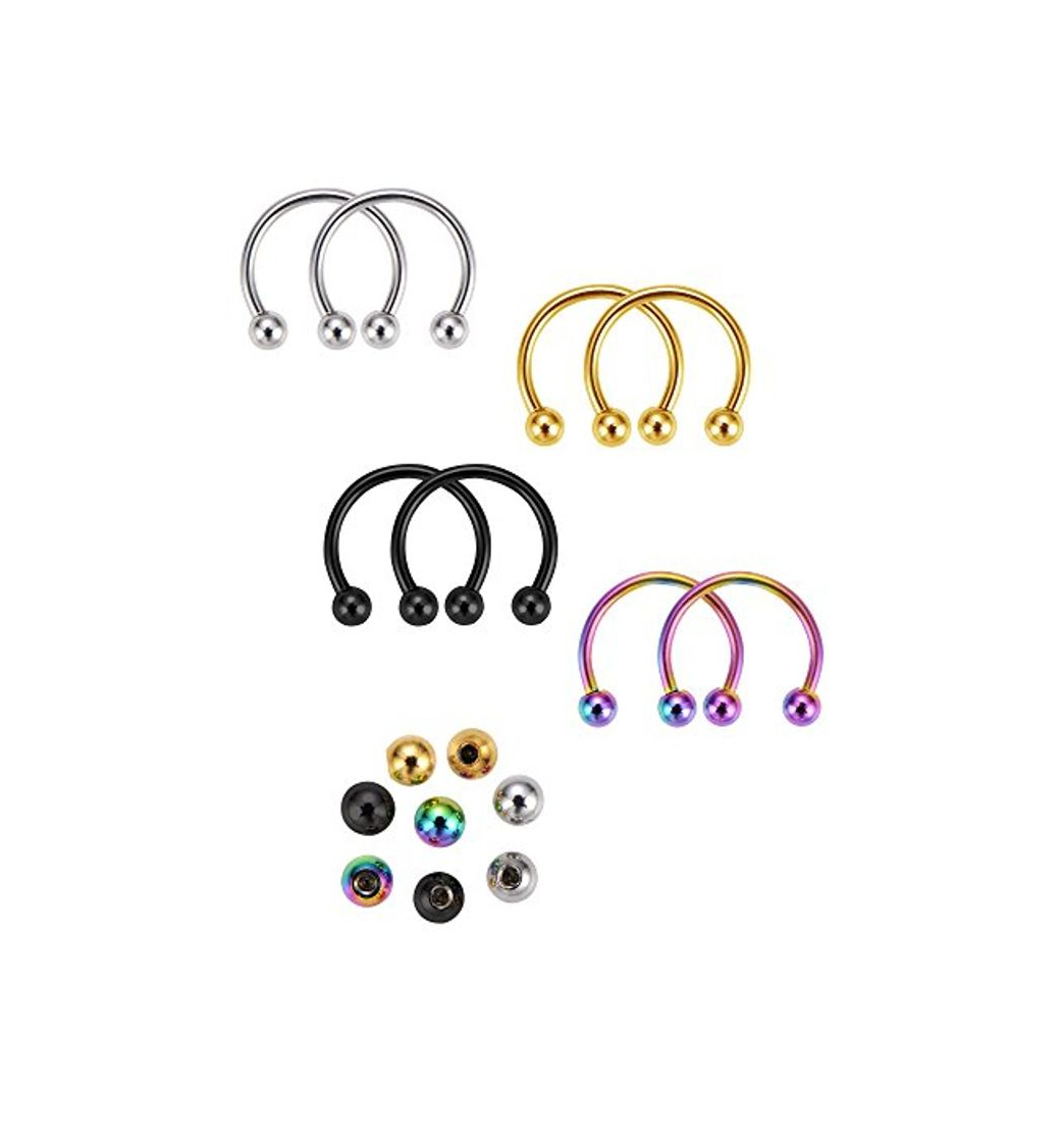 Moda Mudder 8 Piezas Aro de Nariz de Herradura Pendiente de Nariz con