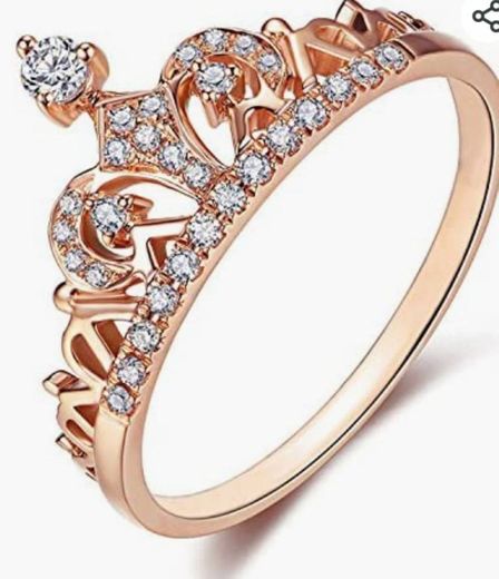 Anéis de coroa femininos Princesa Rainha Banhada a Ouro 18 K