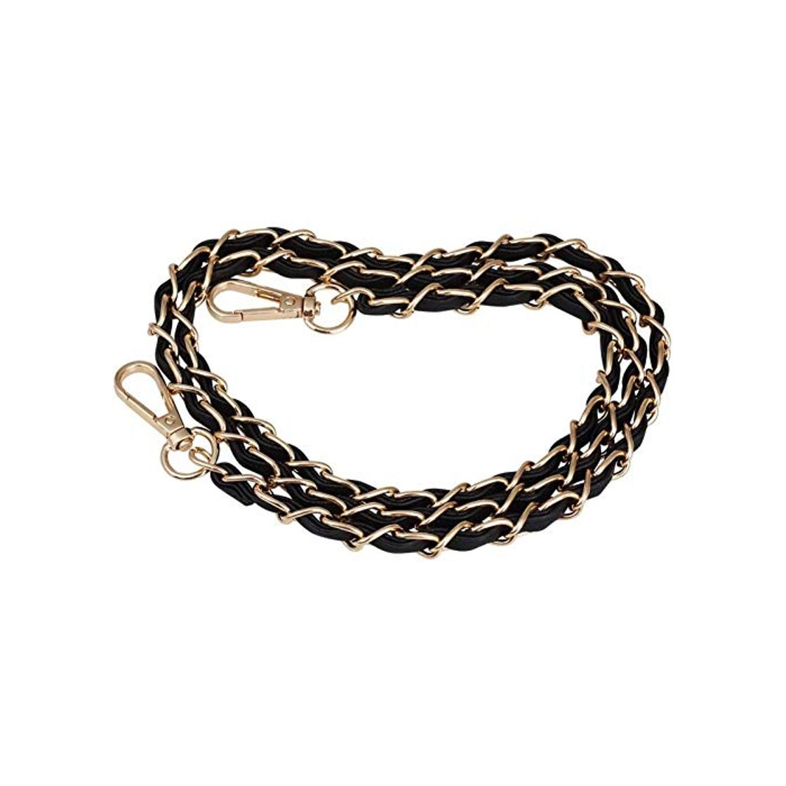 Social JAKAGO Correa de cadena de 49 pulgadas con correa de piel negra