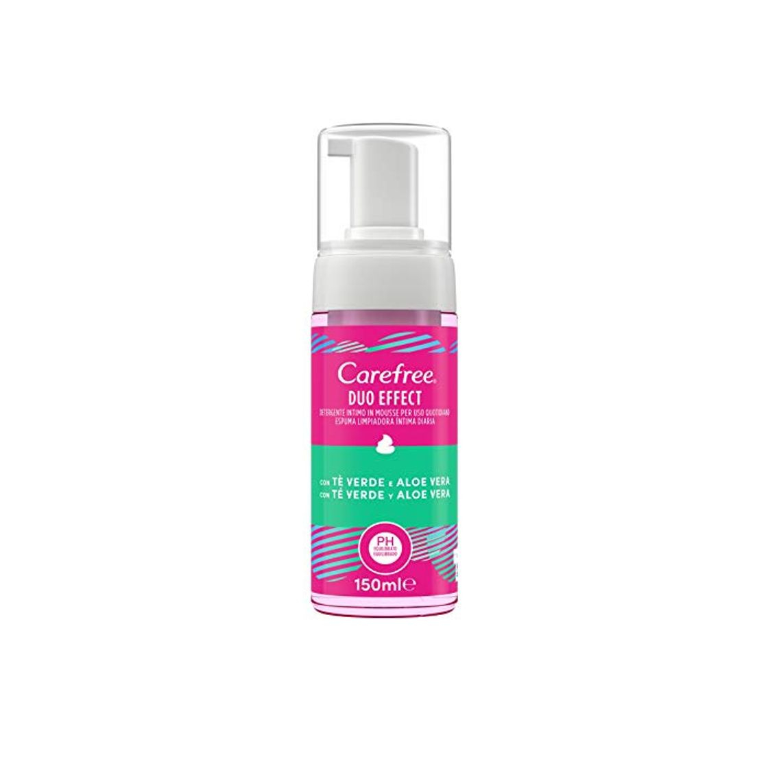 Producto Carefree Espuma Limpiadora Intima Diaria con Té Verde y Aloe 150 ml