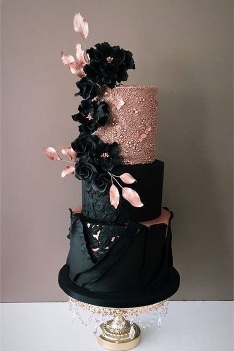 Social Bolo preto com rosa gold 