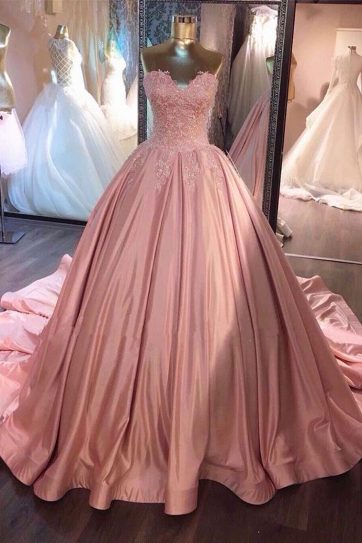 Social Vestido debutante longo sem manga ( pink )