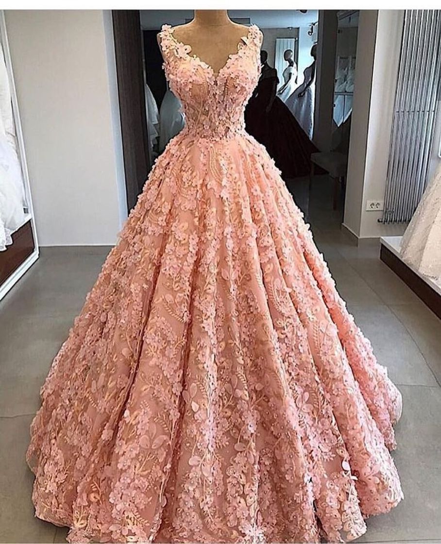 Social Vestido debutante rosa rendado 