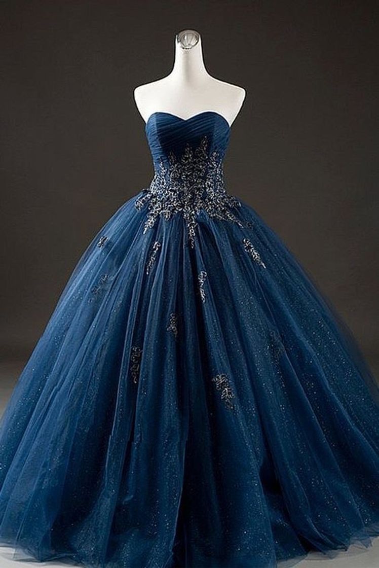 Social Vestido 15 anos tomara que caia azul com prata