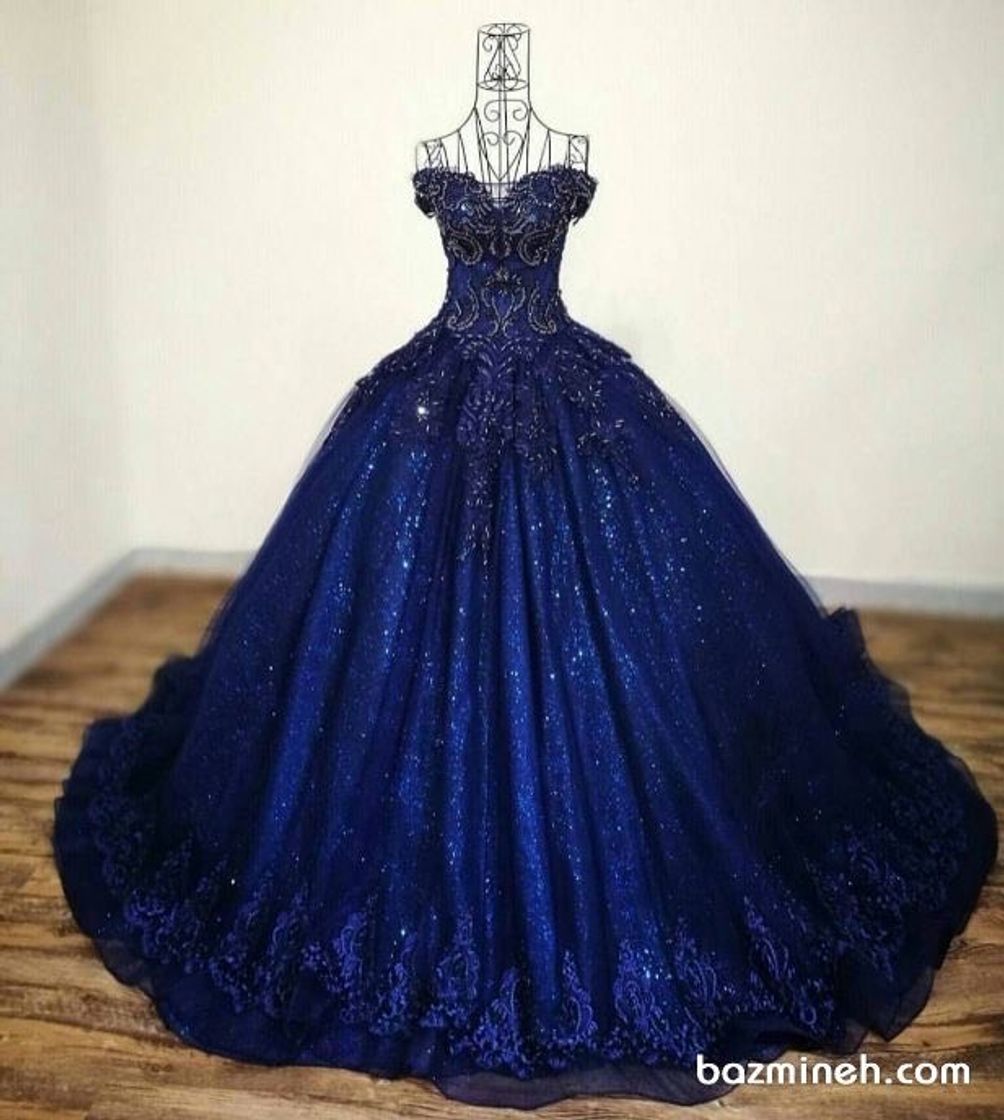 Social Vestido debutante azul escuro bastante volume e brilho 