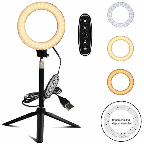 Social FREESOO Luz de Anillo de 6" con Trípode Altura Ajustable 10W Regulable