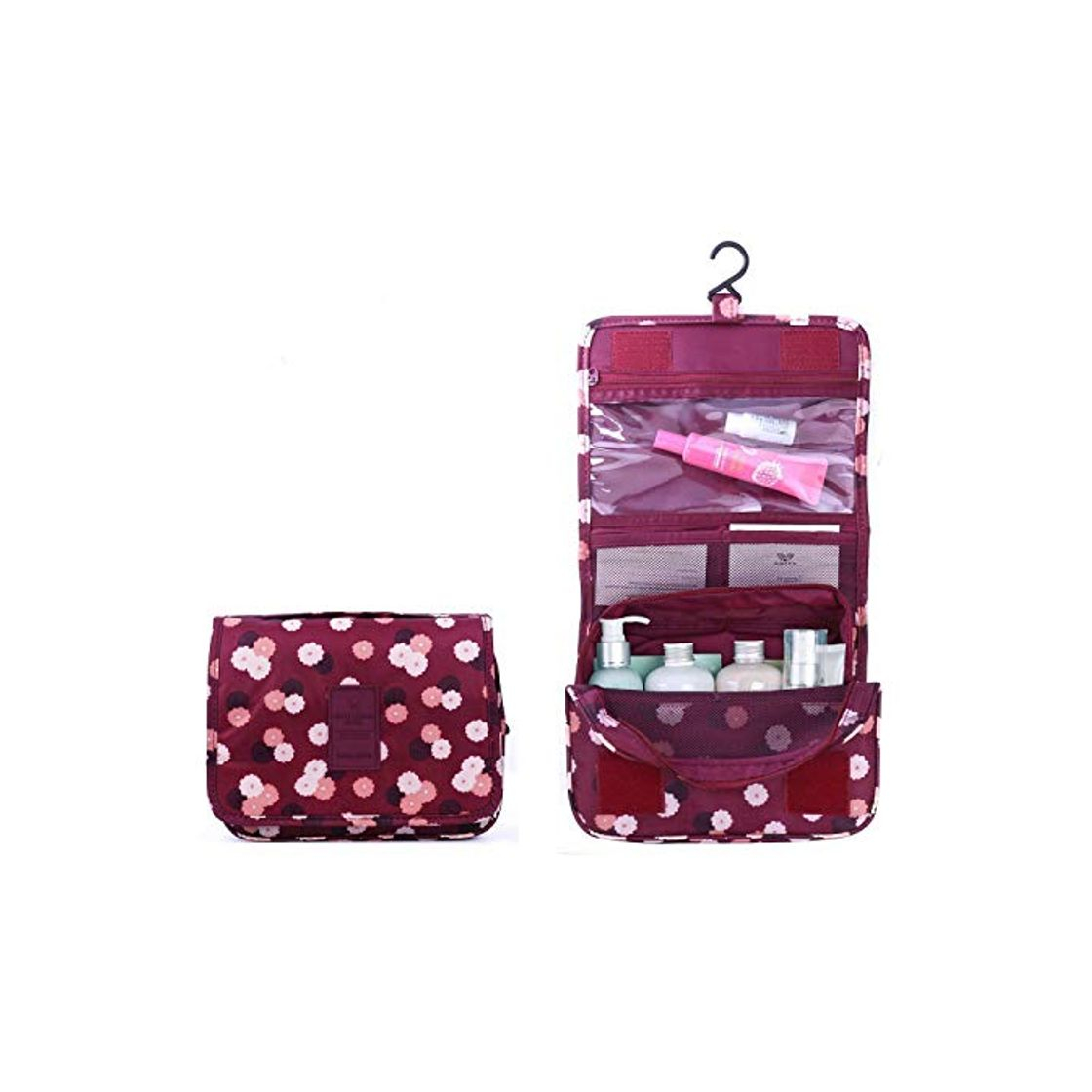 Producto BryTravel Bolsa de Maquillaje portátil con múltiples Compartimento Flor roja de Vino Normal