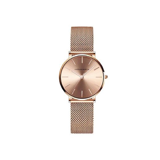 L'ananas-Watches Acero inoxidable de malla de oro rosa pulsera ajustable para Mujeres