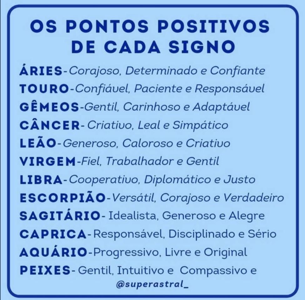 Moda Pontos positivos de cada signo