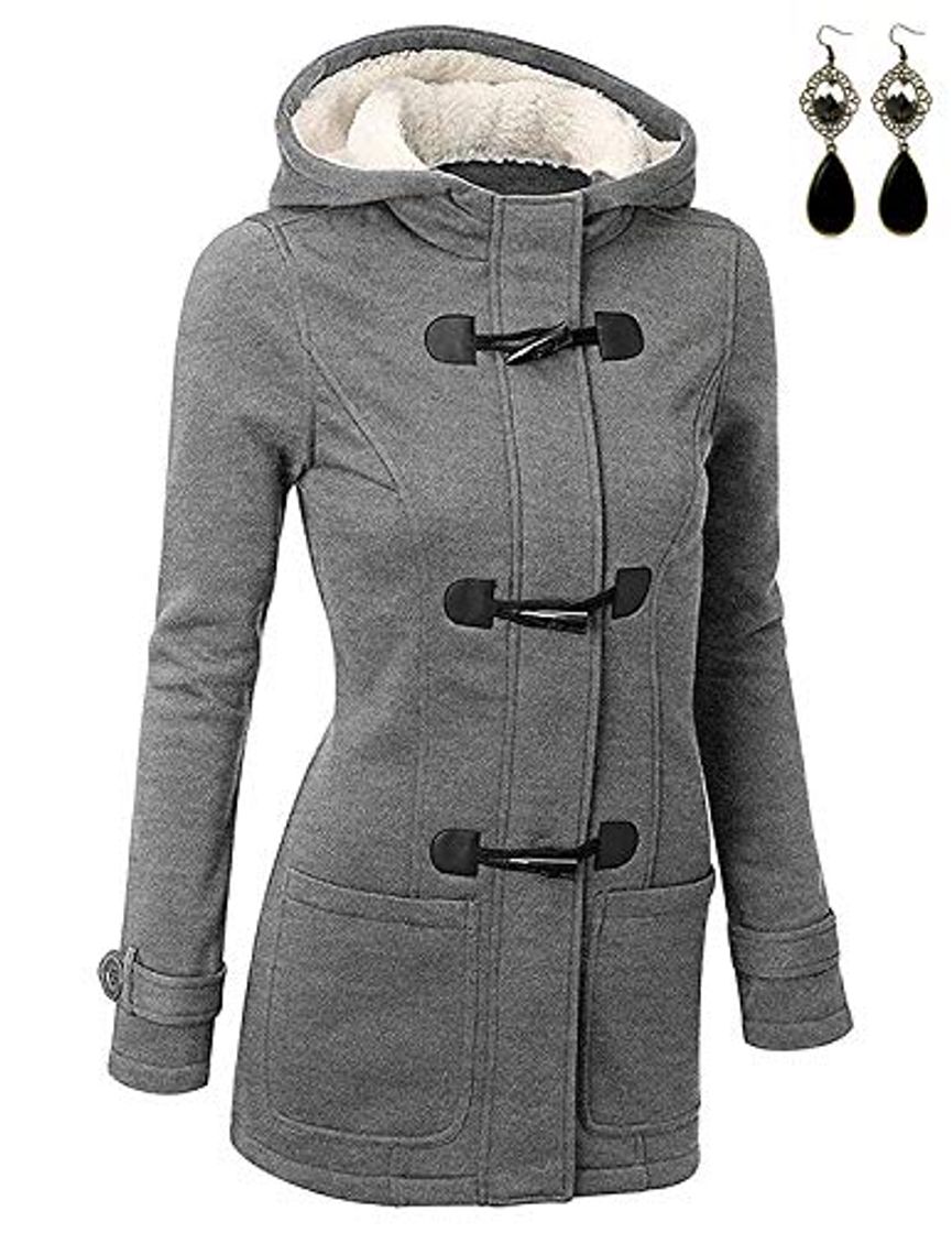 Moda BYD Mujeres Espesar Hoodie Chaquetas Sudaderas con Capucha Encapuchada Abrigo con Horn Botones Jacket Cardigans Tops