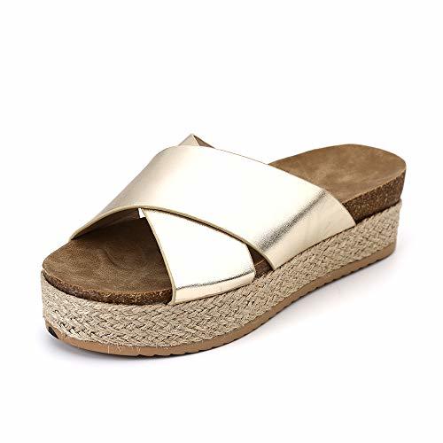 Product Sandalias Mujer Plano Alpargatas Cuña Plataforma Chanclas Verano Playa Zapatillas de Cinturón