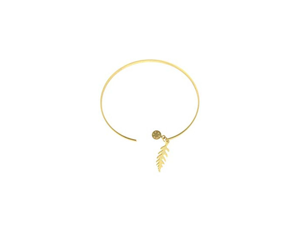 Social renna deluxe Brazalete con colgante de helecho en oro y oro en