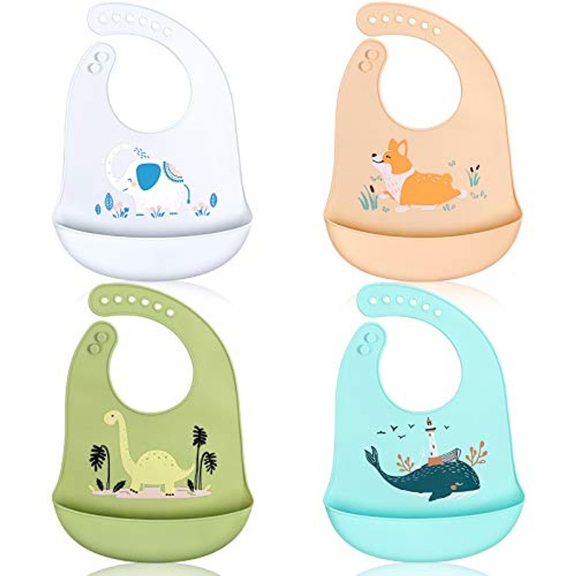 Social ABirdon 4 Pcs Babero Silicona Bebé