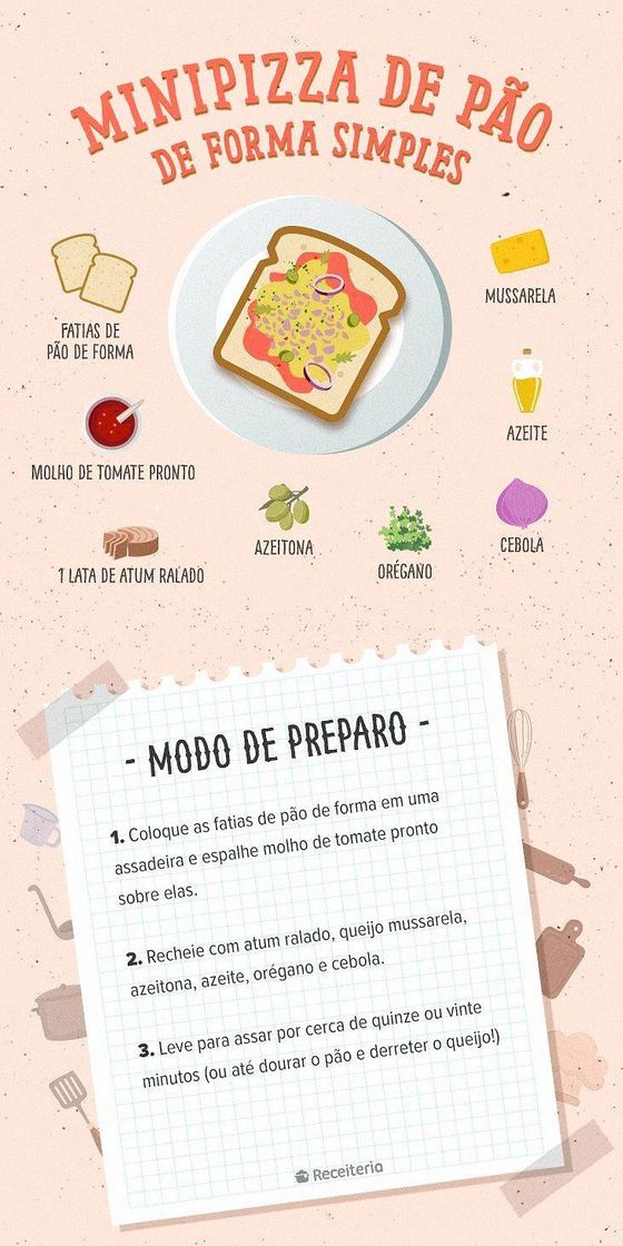 Moda Minni Pizza de Pão de Forma 🥪