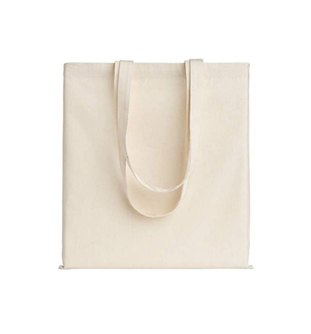 Moda POLHIM-Bolsa Tela 100% Algodón Biodegradable,Reutilizable-Asas Largas de 70 cm.para Ropa,Manualidades,Alimentos,Verduras,IR de Paseo