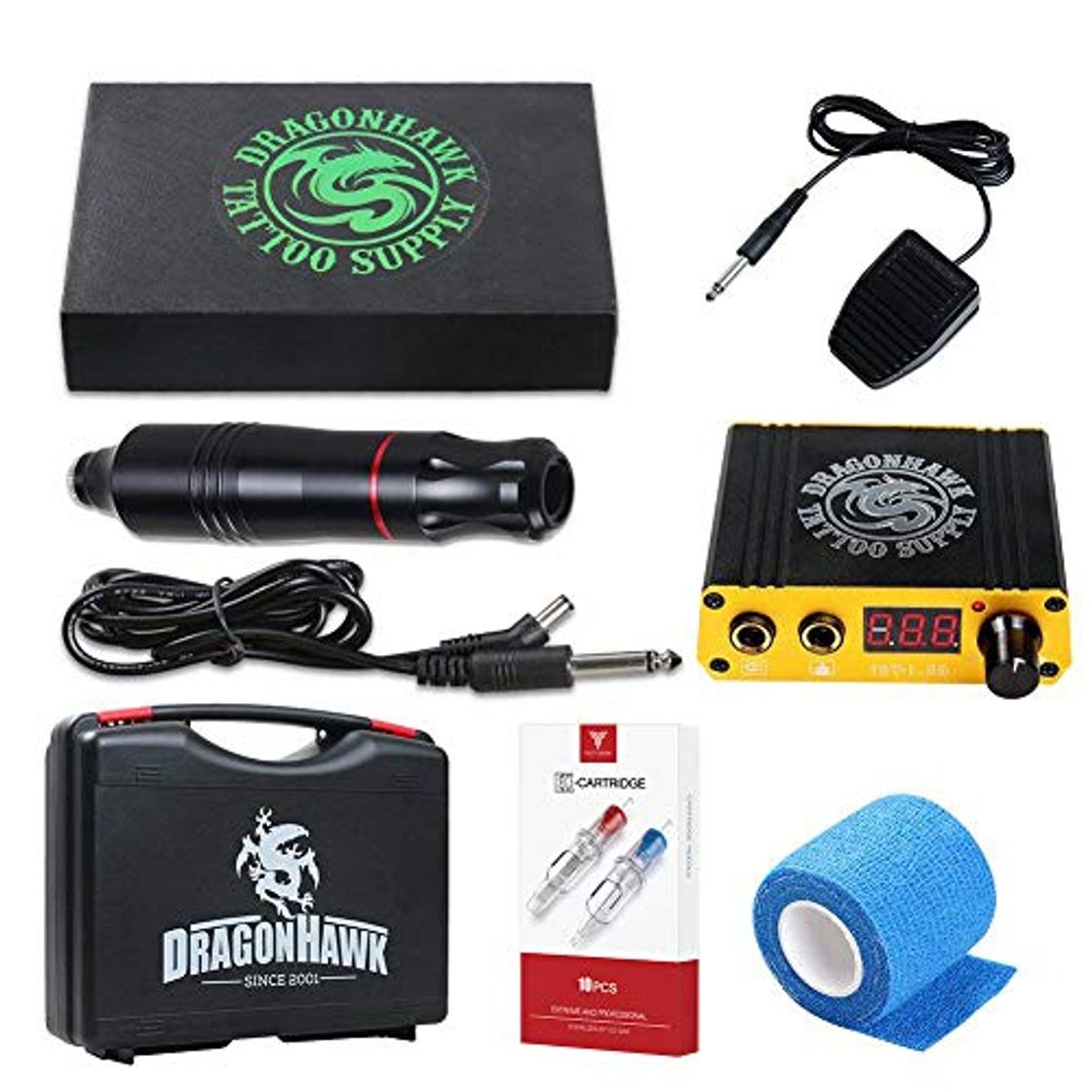 Products Dragonhawk Cartridge Tattoo Machine Kit Pen Rotary Tattoo Machine Cartridge Needles Power