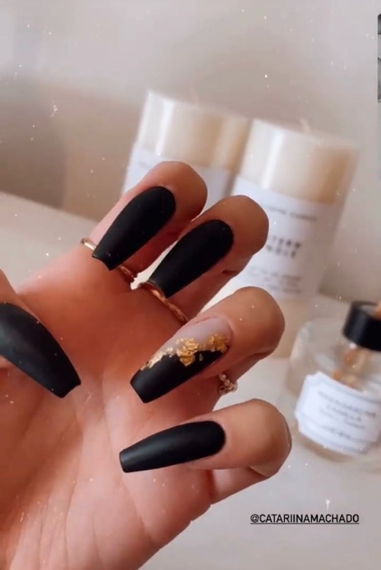 Fashion Black golden nails