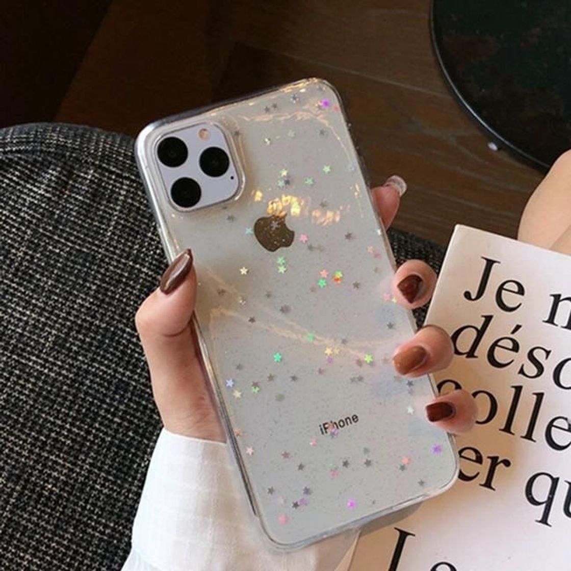 Moda Capinha transparente com glitter