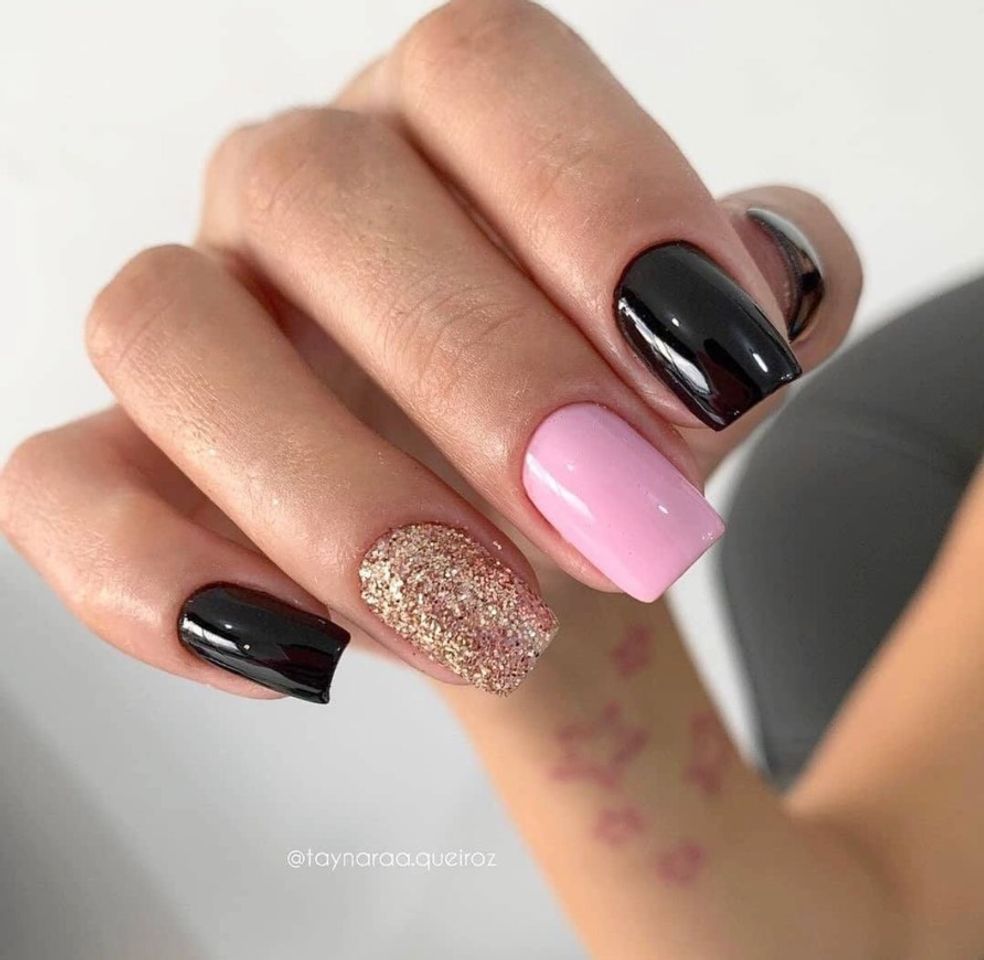 Moda Esmaltação Rosa e Preto 💅🏼