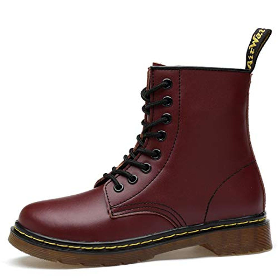 Social RatenKont Botas de hombre Martins Zapatos de cuero Botines de tobillo Vaquero Impermeable Motocicleta Casual Coturno Botas winered 35