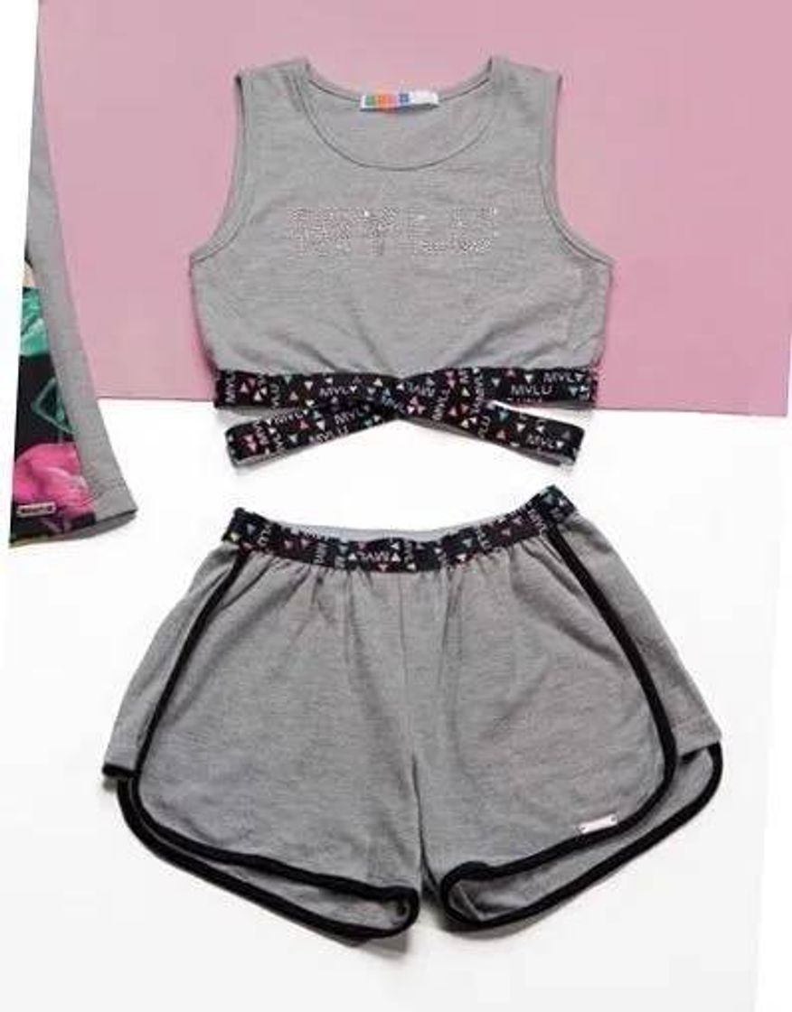 Fashion Conjunto Cropped E Short Em Piquet Mylu