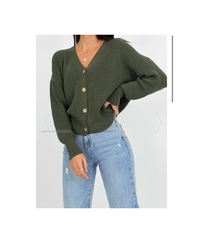 Social kaki knit cardigan with buttons