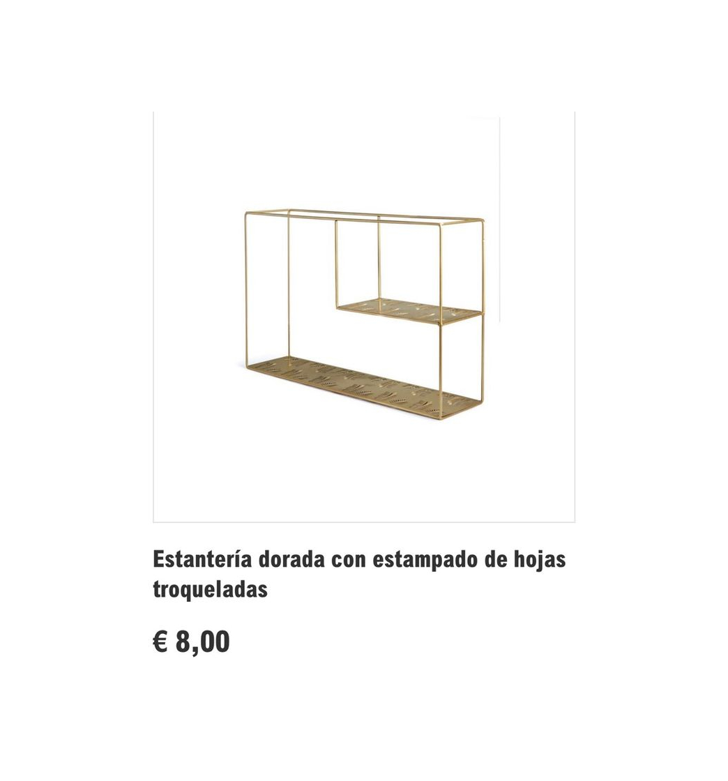 Producto Estantería dorada con estampado de hojas troqueladas