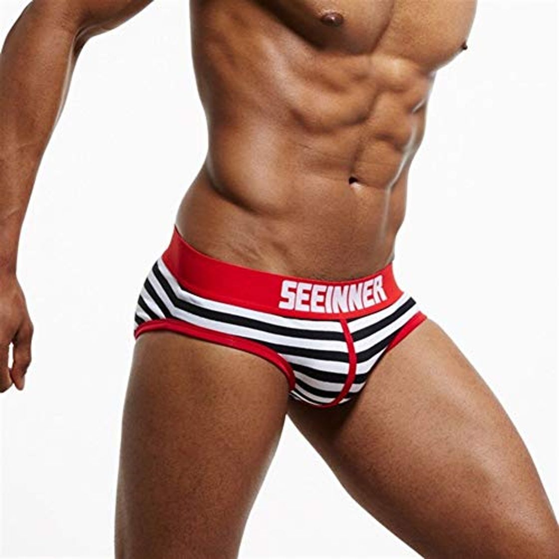 Moda MJTCJY 20 Estilos SEEINNER Hombres rayó la Malla Sexy Men resbalones Cueca