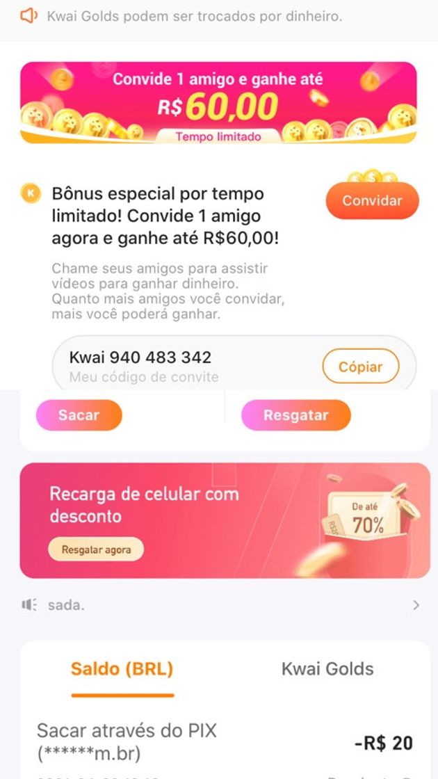 Fashion Aplicativo para ganhar dinheiro vendo vídeo 😍✨