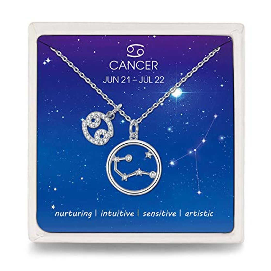 Fashion Qings Horoscopo Cancer Collar Cáncer Signo Zodiacal Astrología Constelación Colgante Regalo de Cumpleaños para Niñas Mujeres