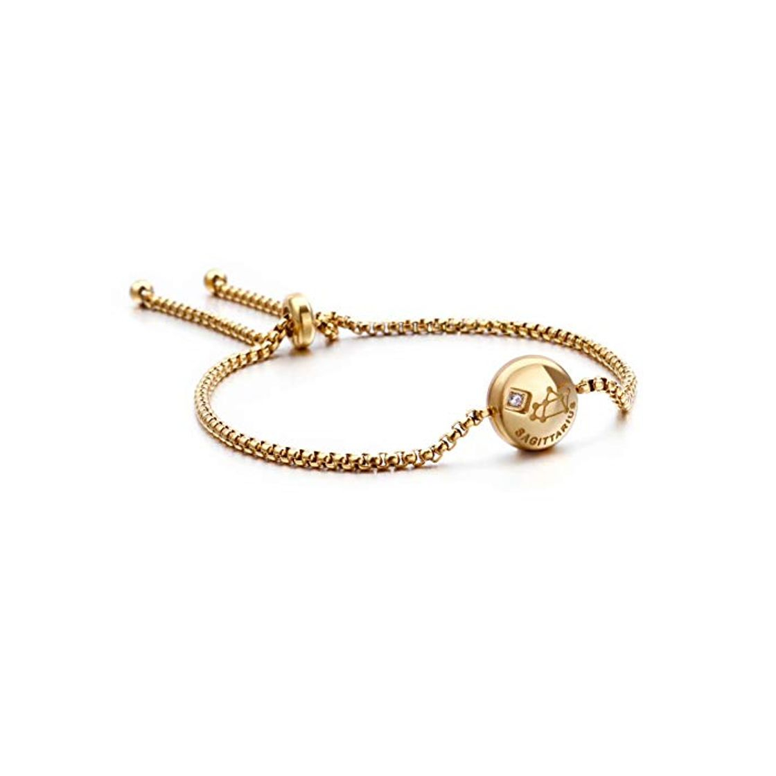 Moda Qings Sagitario Zodiac Pulsera chapada en Oro Exclusiva Constelaciones Horóscopo Astrología Ajustable con circón Brillante para Mujeres y niñas