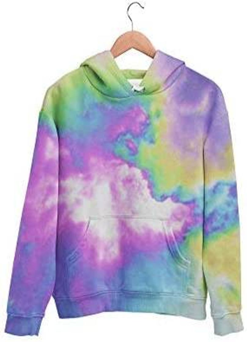 Moda Blusa  de moletom  canguru tie dye unissex estilo Tumblr