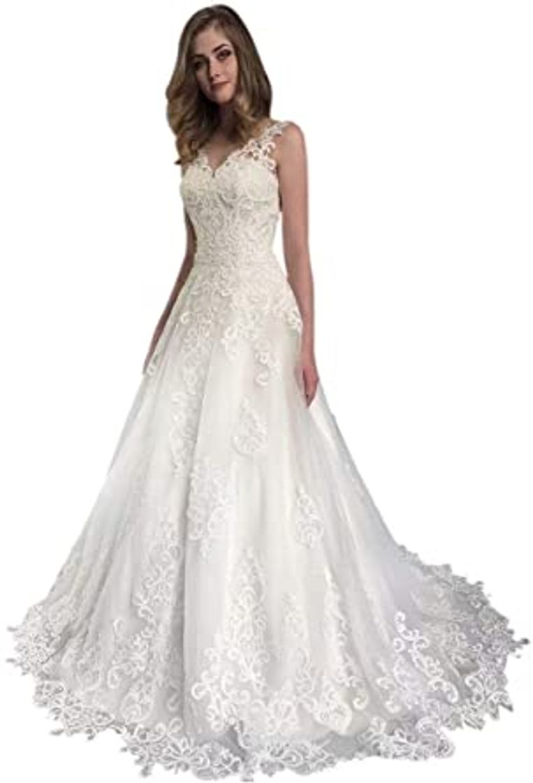 Moda Amazon.com: Rimoo Women's Lace Appliques Wedding Dresses for ...