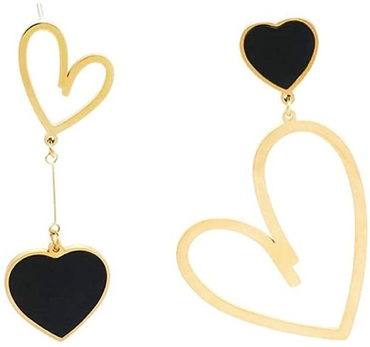 Asymmetrical Big Heart Dangle Earrings Gold Plated ... - Amazon.com