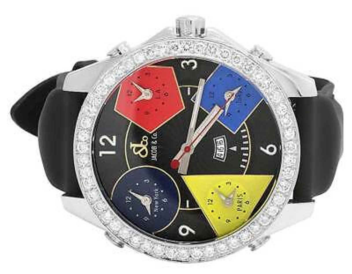 Social Excellent Mens Jacob Co 5 Timezone Multi Color 47 MM 