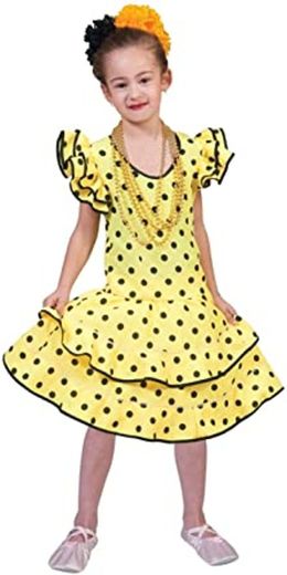 Funny Fashion Big Girls' Yellow Flamenco Dress ... - Amazon.com