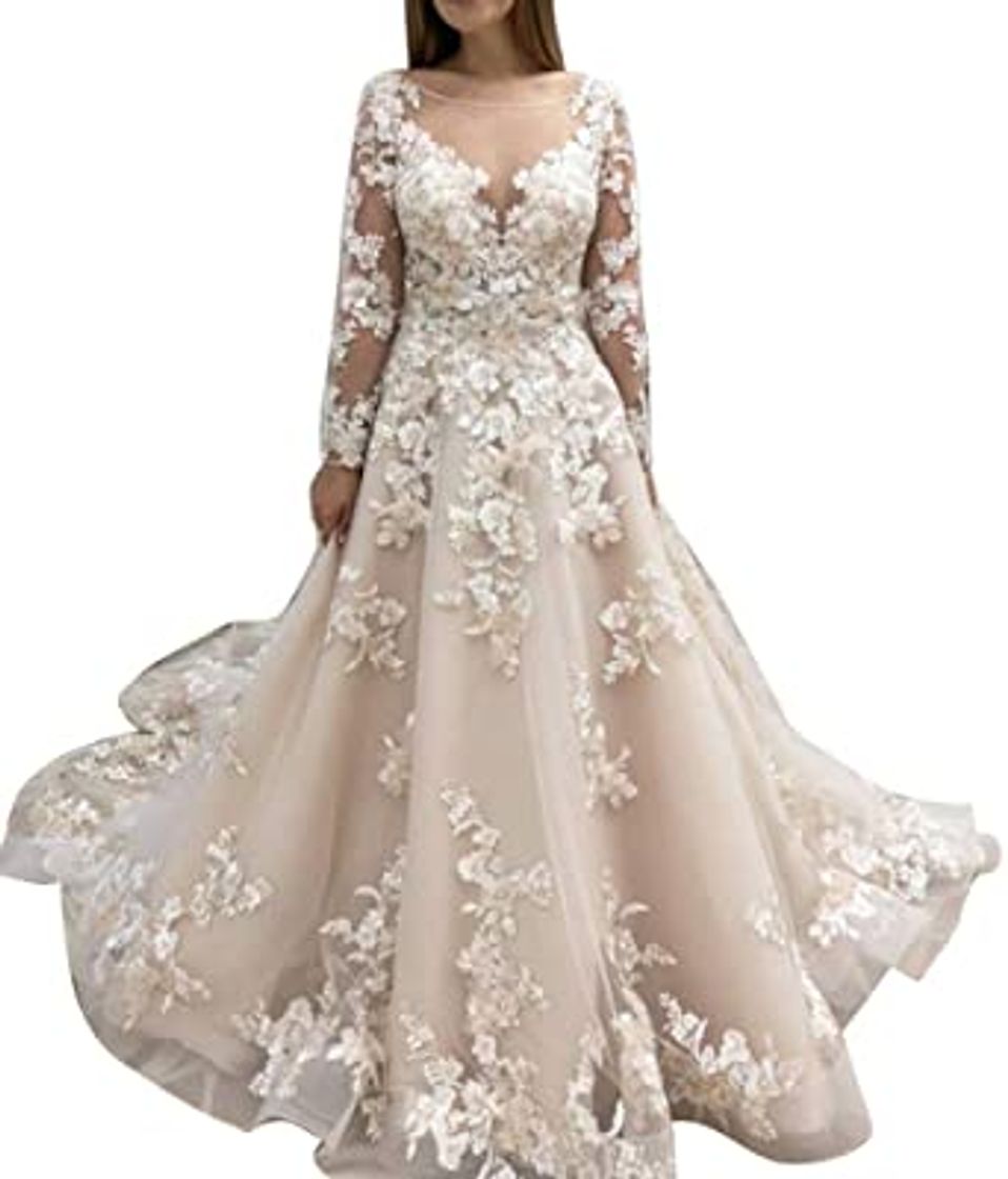 Fashion Newdeve Wedding Dresses Long Sleeves A Line ... - Amazon.com